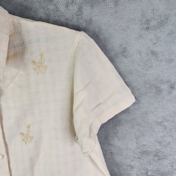 Women's Casey & Max Beige Shirt Linen Blend Short Sleeve Button-Up Size XL - Picture 5 of 10